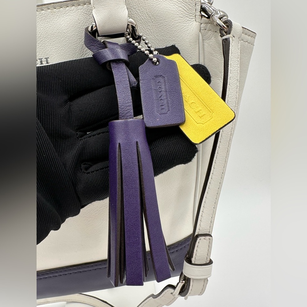 Coach Mini Tanner 48878 Chalk & Purple Colorblock Leather Crossbody - Picture 10 of 11